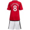 Maillot de Supporter Manchester United Bruno Fernandes 8 Domicile 2023-24 Pour Enfant